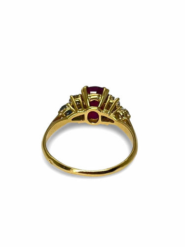 Bague 56 Bague or jaune rubis 2,19 cts et diamants 58 Facettes 48101