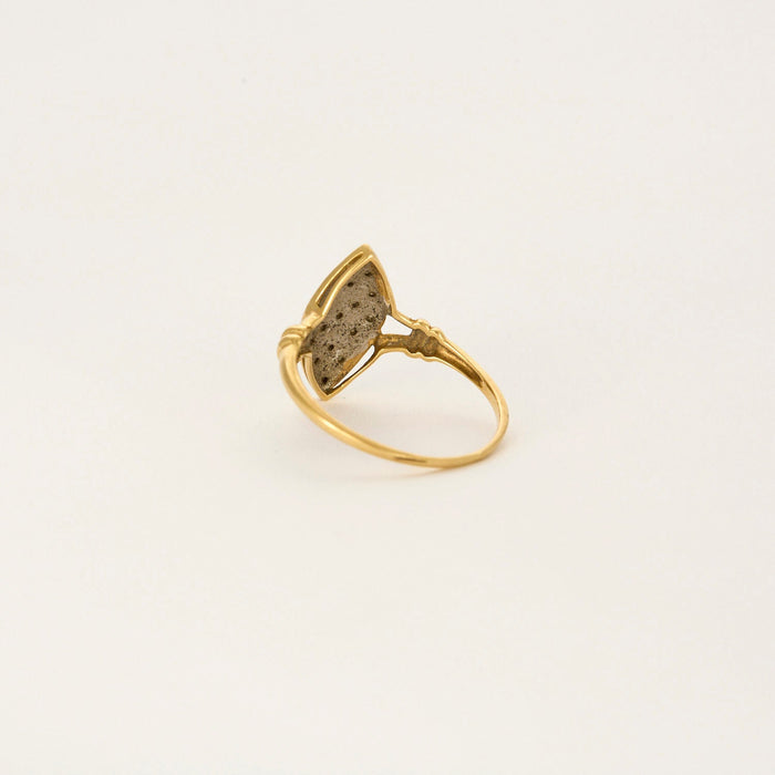 Yellow and white gold marquise ring with diamonds