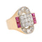 Bague 52 Bague Tank Or jaune, Platine Diamant, Rubis synthétique 58 Facettes 3675695CN