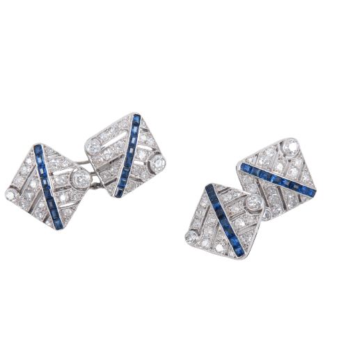 Boutons de manchette Boutons de manchettes diamants et Saphirs 58 Facettes