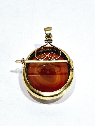 Pendentif Pendentif Broche Camée or rose, agate 58 Facettes