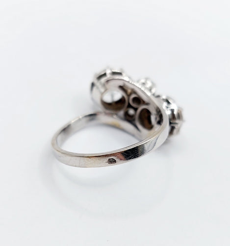 Bague 53 Bague toi et moi art déco en or blanc et diamants 58 Facettes A05504