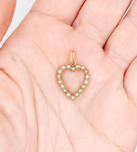 Pendentif Pendentif antique or jaune cœur et perles 58 Facettes A05499