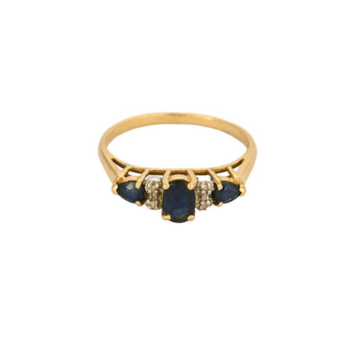 Bague 56 Bague or jaune, saphir et diamants 58 Facettes BEA3298