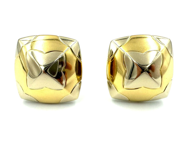 Boucles d'oreilles BVLGARI. Collection "Pyramide", boucles d'oreilles 2 ors 18K 58 Facettes