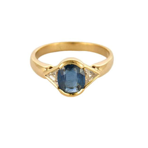 Bague 52,5 Bague or jaune, saphir et diamants 58 Facettes COL2959