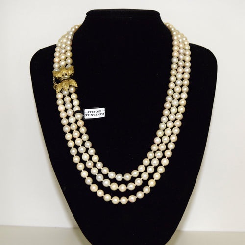 Collier Collana vintage con perle naturali et fermoir en or jaune 18 kt 58 Facettes