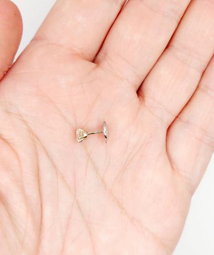 Puce d'oreille SEULE vintage or blanc et diamant de 0.38 carat 58 Facettes A06242