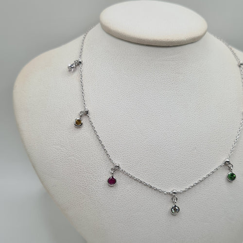 Collier Collier or blanc 18 carats serti de saphirs multi couleurs 58 Facettes