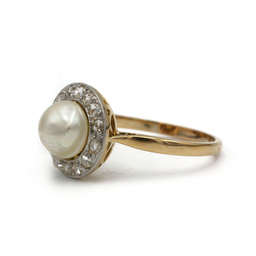 Bague 55 Bague - Or, platine, perle et diamants 58 Facettes 1220