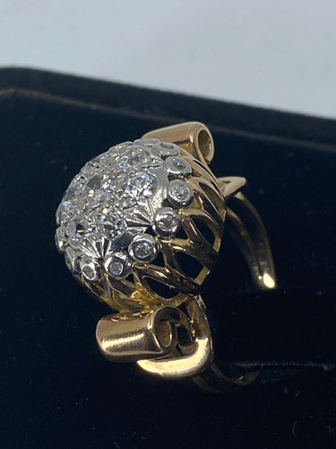 Bague 51 Bague en or 18ct de forme boule sertie de diamants vers 1940/1960 58 Facettes AB41bis