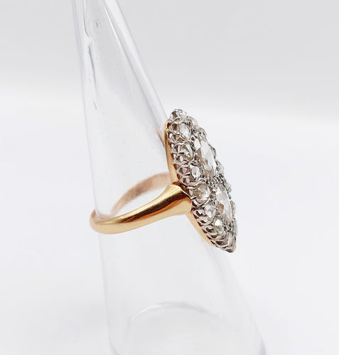 Bague 50 Bague marquise antique or rose 18k et diamants taille roses (circa 1900) 58 Facettes A06286