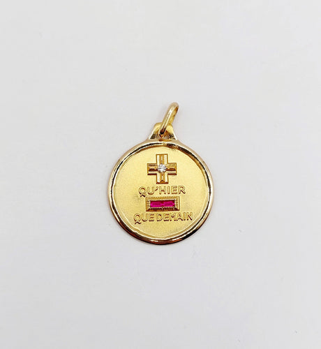 Pendentif AUGIS - Pendentif médaille d'amour or "+ qu'hier - que demain" maison - L'Intemporelle 58 Facettes J5010X0000