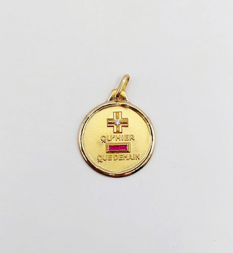 Pendentif AUGIS - Pendentif médaille d'amour or "+ qu'hier - que demain" maison - L'Intemporelle 58 Facettes J5010X0000