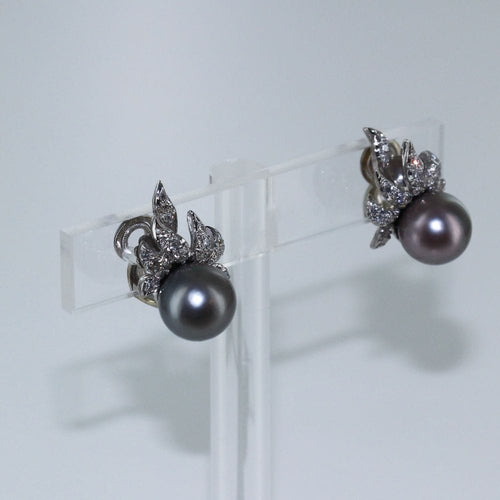 Boucles d'oreilles Boucles à clips perles de Tahiti et diamants 58 Facettes