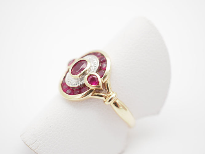 Bague 53 Bague or jaune 750 mil et rubis 58 Facettes