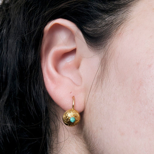 Boucles d'oreilles Paire boucles oreilles turquoise or jaune 58 Facettes 2274444