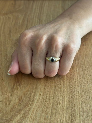 Bague 54.5 Bague or jaune diamants saphir 58 Facettes