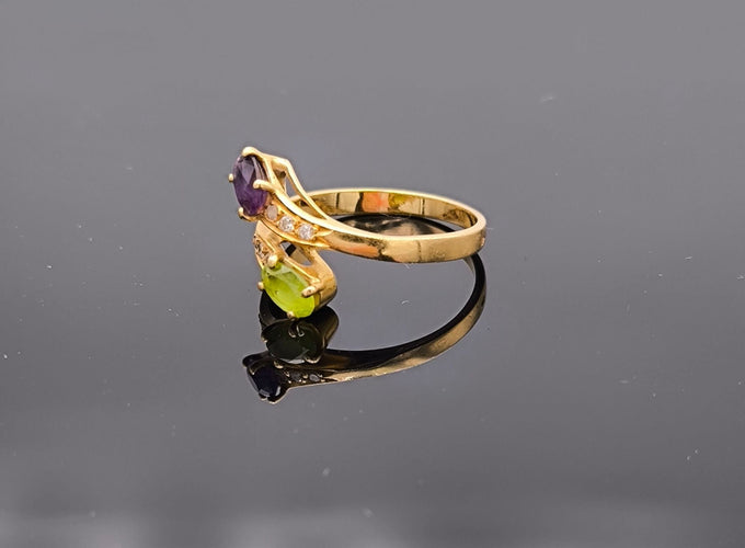 Bague 54.5 Bague Toi et Moi vintage péridot améthyste 58 Facettes