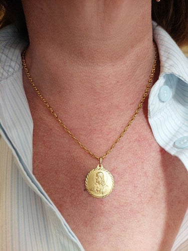 Pendentif MÉDAILLE SCAPULAIRE VIERGE DES ANGOISSES ET SACRÉ CŒUR DE JÉSUS 58 Facettes 083371