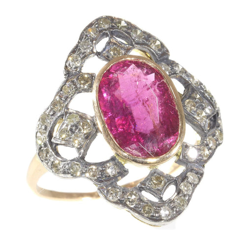 Bague 56 Splendeur des années 1930 : une bague vintage en diamant et rubélite 58 Facettes 20296-0351
