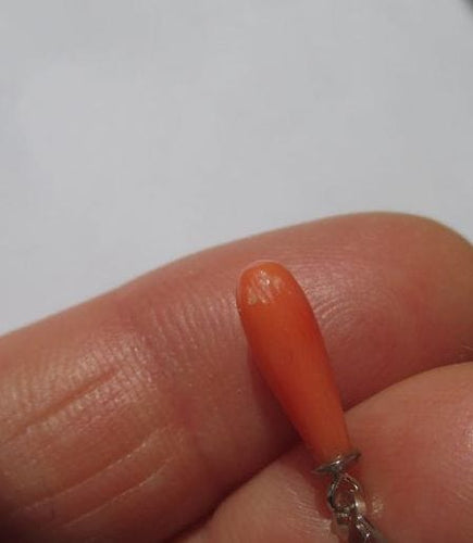 Boucles d’oreilles dormeuses pendantes or blanc corail 58 Facettes