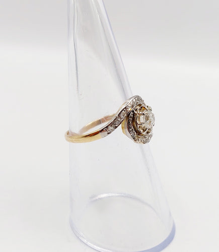 Bague 53 Bague tourbillon antique en or 18k et platine, diamant 0,25 carat et diamants 58 Facettes A06348