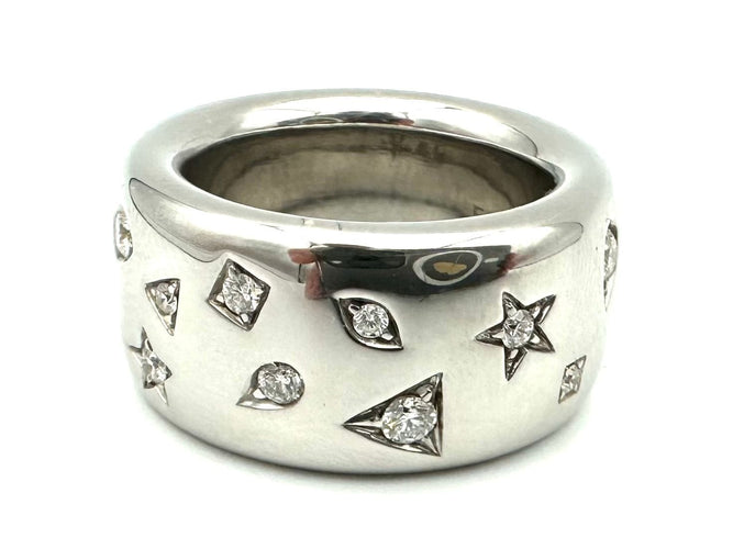 Bague 55 POMELLATO. Collection "Iconica", bague or blanc et diamants 58 Facettes