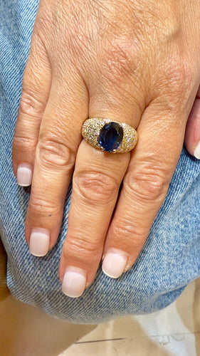 Bague 59 Bague prestige en or 18 carats diamants et saphir ovale 58 Facettes