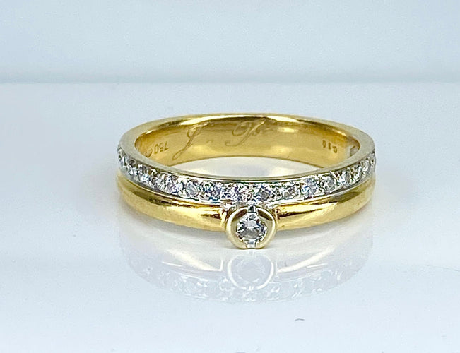 Bague 54 Bague solitaire / alliance or et diamants 58 Facettes AB637