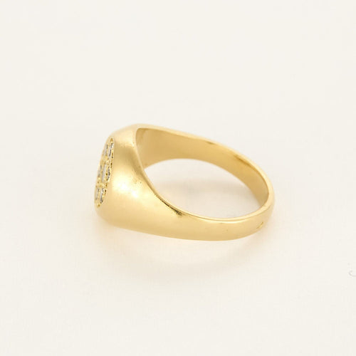 Bague 50 Bague type chevalière en or jaune et diamants 58 Facettes BEA3623