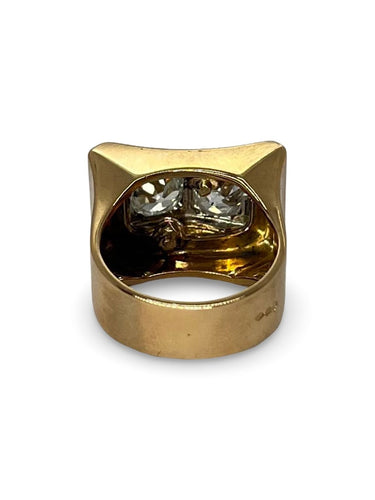 Bague 52 Bague Tank Vintage or rose et diamants 1,80 ct 58 Facettes 70301