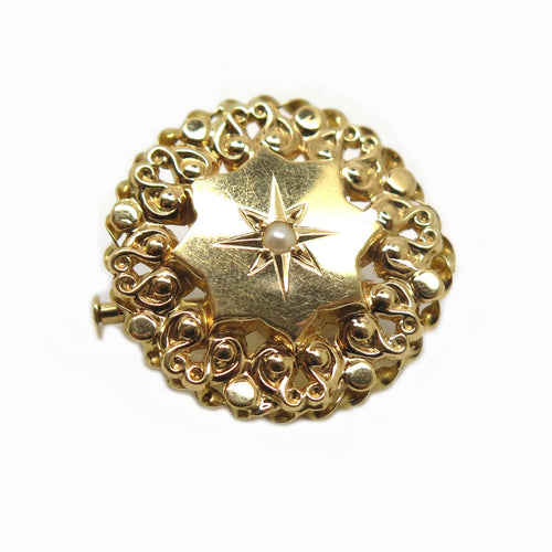 Broche Broche or jaune et perle 58 Facettes