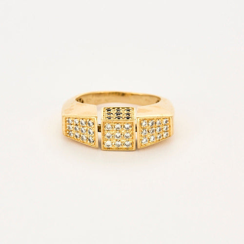 Bague 54 Bague moderne en or jaune, diamants, saphirs, rubis, émeraudes 58 Facettes 250173