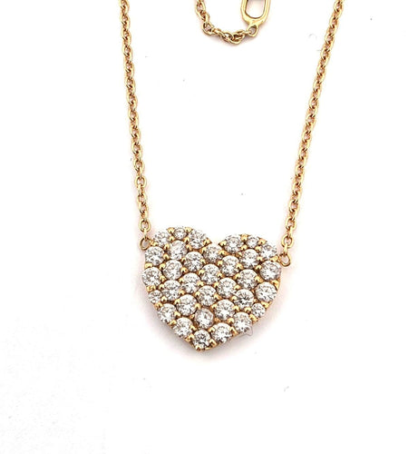 Pendentif Pendentif en or jaune avec pendentif en forme de cœur serti de diamants 58 Facettes