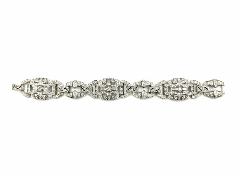 Bracelet Bracelet Art-Déco platine et diamants (8.5ct) 58 Facettes