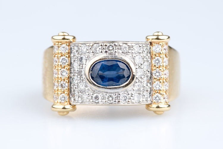 Bague 52 Bague en or jaune sertie d’un saphir et de diamants 0.59 ct – design géométrique Art Déco 58 Facettes BGS41941-107