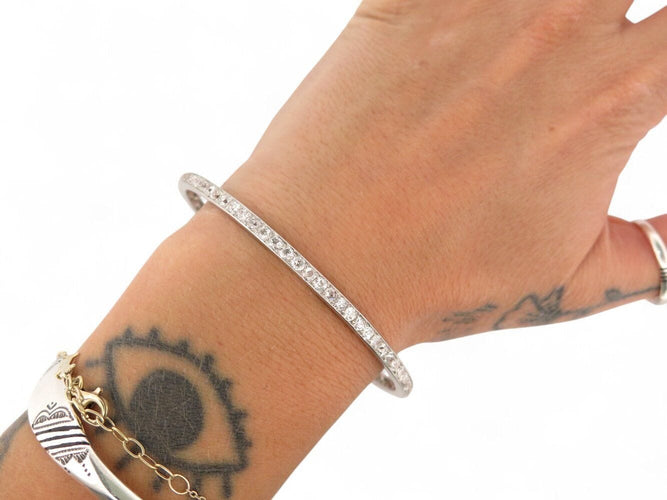 Bracelet bracelet jonc serti complet 78 diamants 3.8ct platine 850 25.3gr 58 Facettes 268460