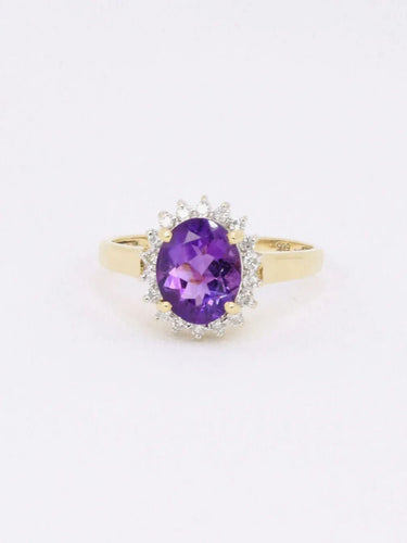 Bague 60 Bague marguerite améthyste ovale diamants 58 Facettes J607