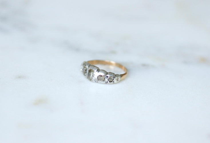 Pierścień podwiązkowy XVIII-wieczne różowe złoto w Srebro, Diamenty 