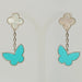 Boucles d'oreilles Van Cleef & Arpels - Boucles d’oreilles Lucky Alhambra turquoise en or blanc 58 Facettes