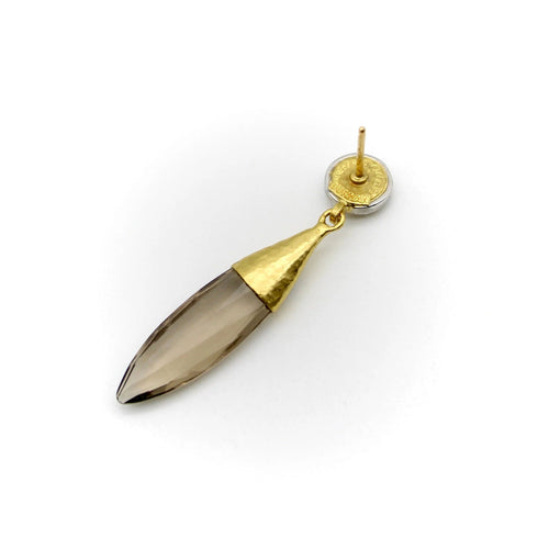 Boucles d'oreilles Boucles d'oreilles pendantes en or et quartz fumé avec diamants 58 Facettes