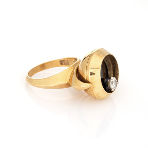 Bague 49 Bague Spinner Castelo c1976 vintage en or jaune 18 carats et diamants 58 Facettes G14028