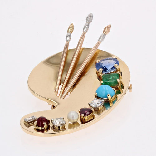 Broche Broche palette du peintre pierres précieuses 58 Facettes 24-188