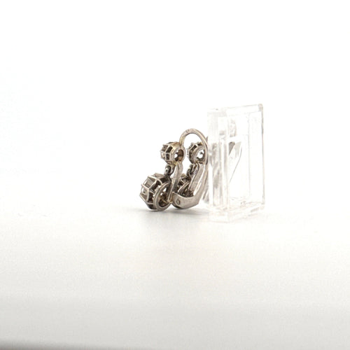 Boucles d'oreilles Dormeuses Or Blanc & Diamants 58 Facettes
