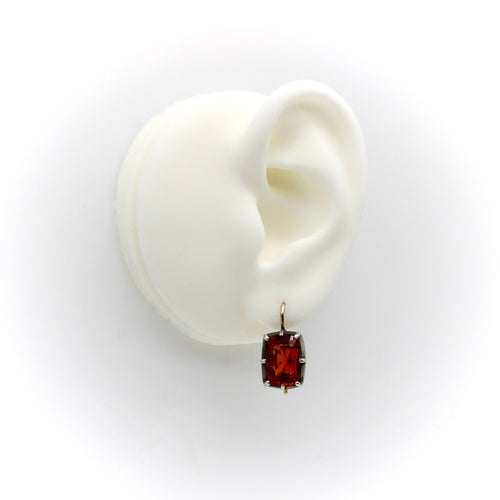 Boucles d'oreilles Boucles d'oreilles vintage en or jaune et argent serties de grenats mandarins 58 Facettes