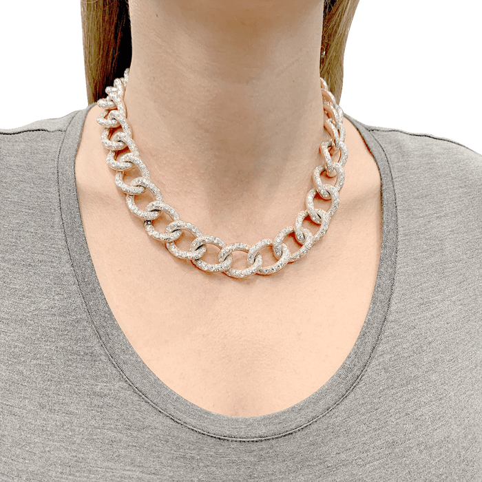 Collier Collier Pomellato, "Catene", or rose et blanc, diamants. 58 Facettes 34242