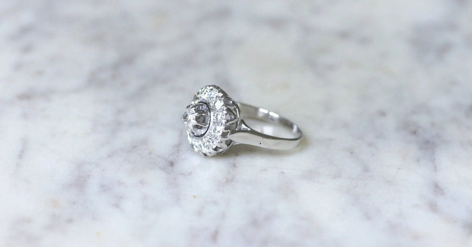 Bague Bague Ronde Cible Art Déco Diamants 58 Facettes