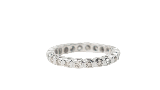 Bague 51 Alliance américaine en or blanc et diamants 0,22ct 58 Facettes 30430