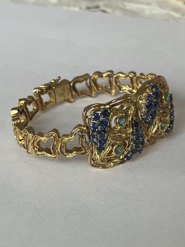 Bracelet LALAOUNIS - Bracelet or jaune, saphirs, émeraudes 58 Facettes LOT 6253